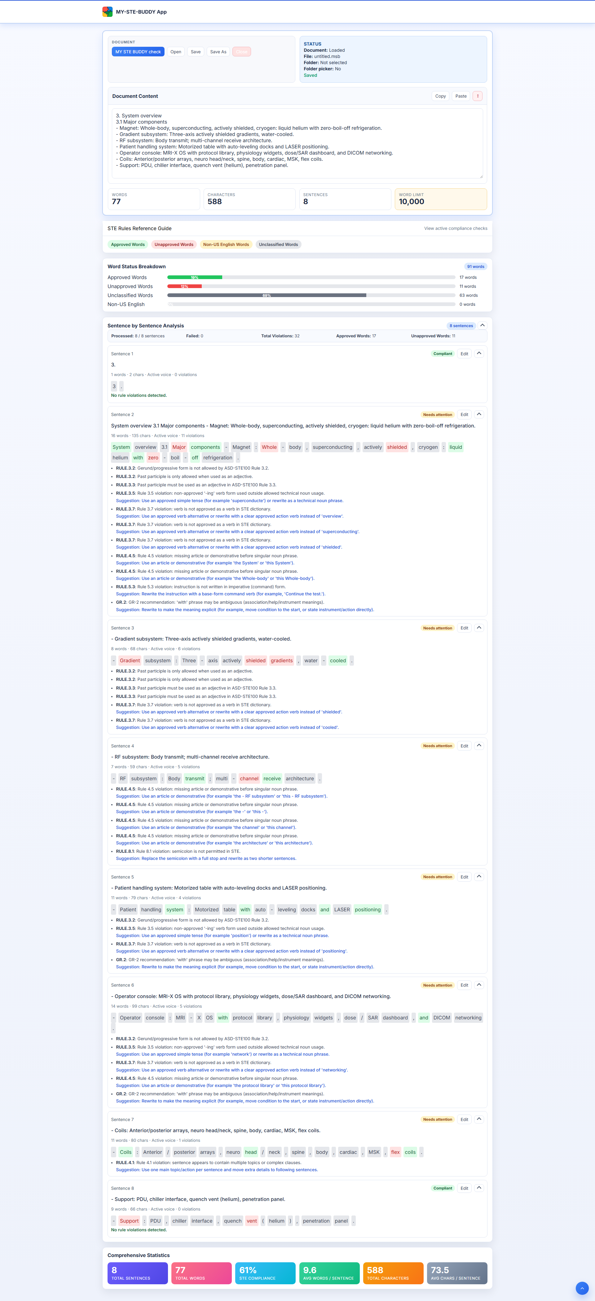 MY-STE-BUDDY analyzer interface preview